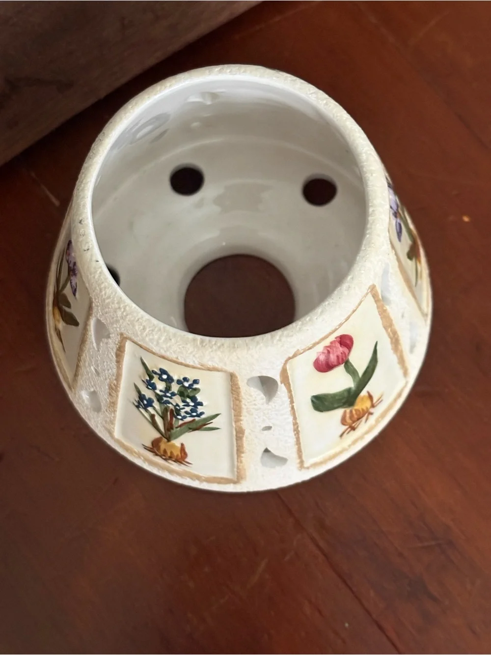 Yankee Candle Floral Ceramic Candle Shade - Cream with Multicolor Flowers